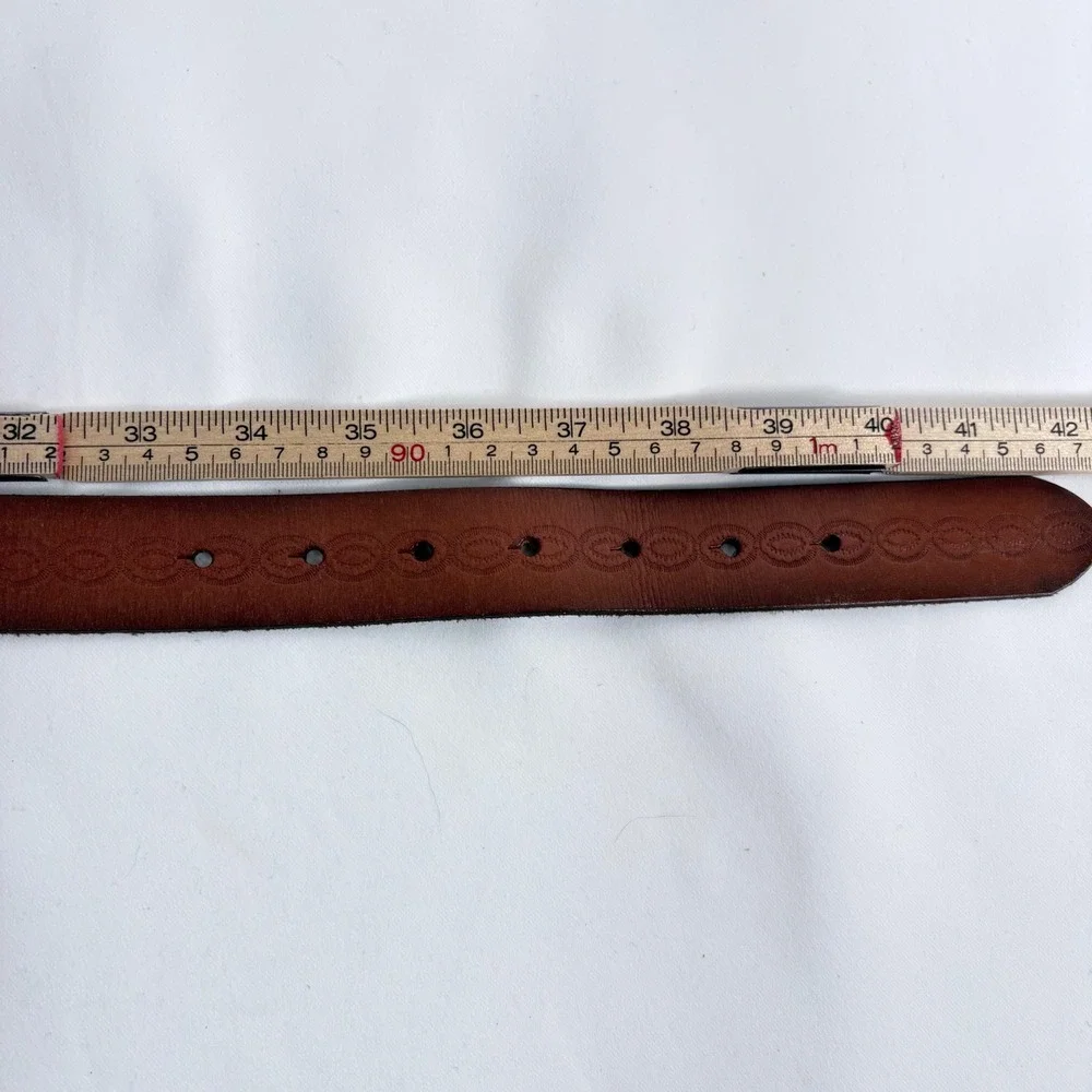 American Eagle Belt Brown Leather Turquoise Buckle Western Boho Women  S